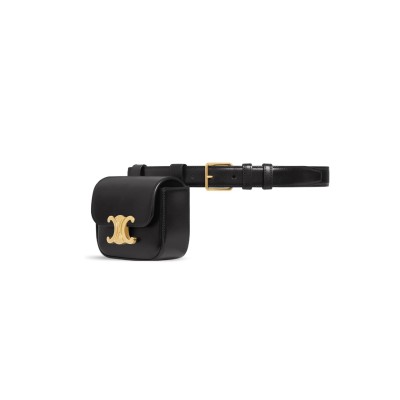 CELINE MINI BELT BAG IN TRIOMPHE  SHINY COW LEATHER 45BCN3AH2.38NO (11*8*4cm)